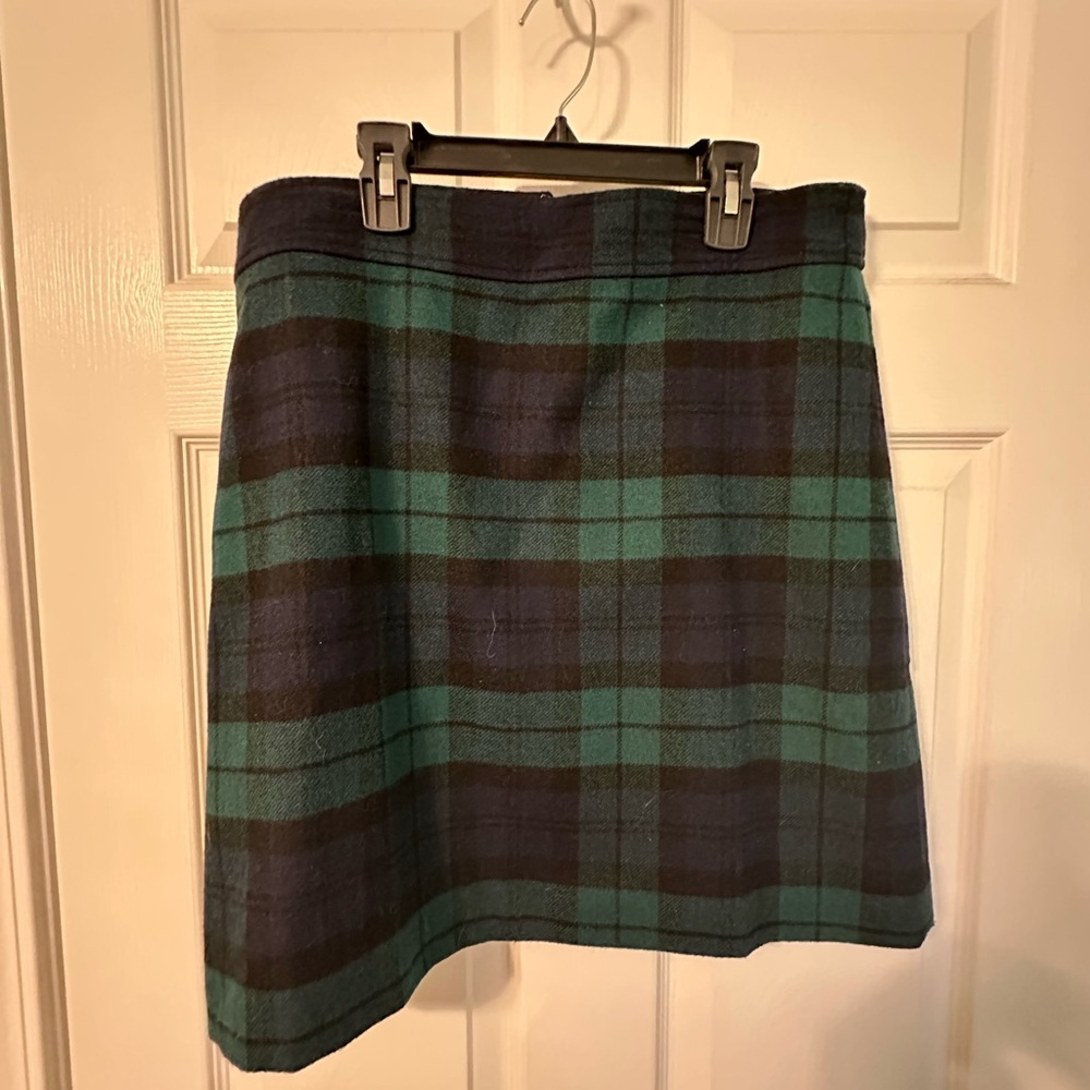 J. Crew Tartan Mini Skirt in Green and Black